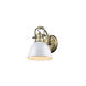 Duncan 1 Light 8 inch Aged Brass Bath Vanity Wall Light in White