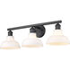 Carver 3 Light 28 inch Matte Black Bath Vanity Wall Light in Vintage Milk Glass