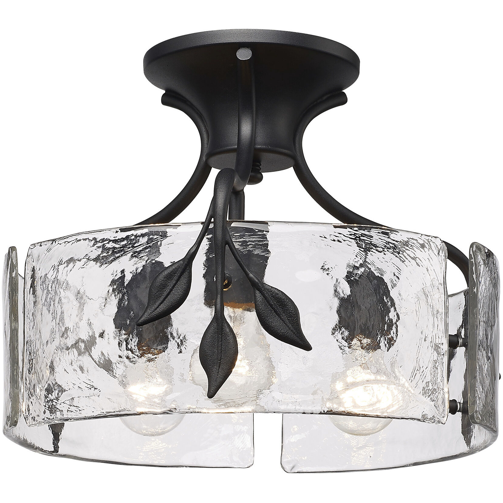 Calla 3 Light 15.13 inch Natural Black Semi-Flush Mount Ceiling Light