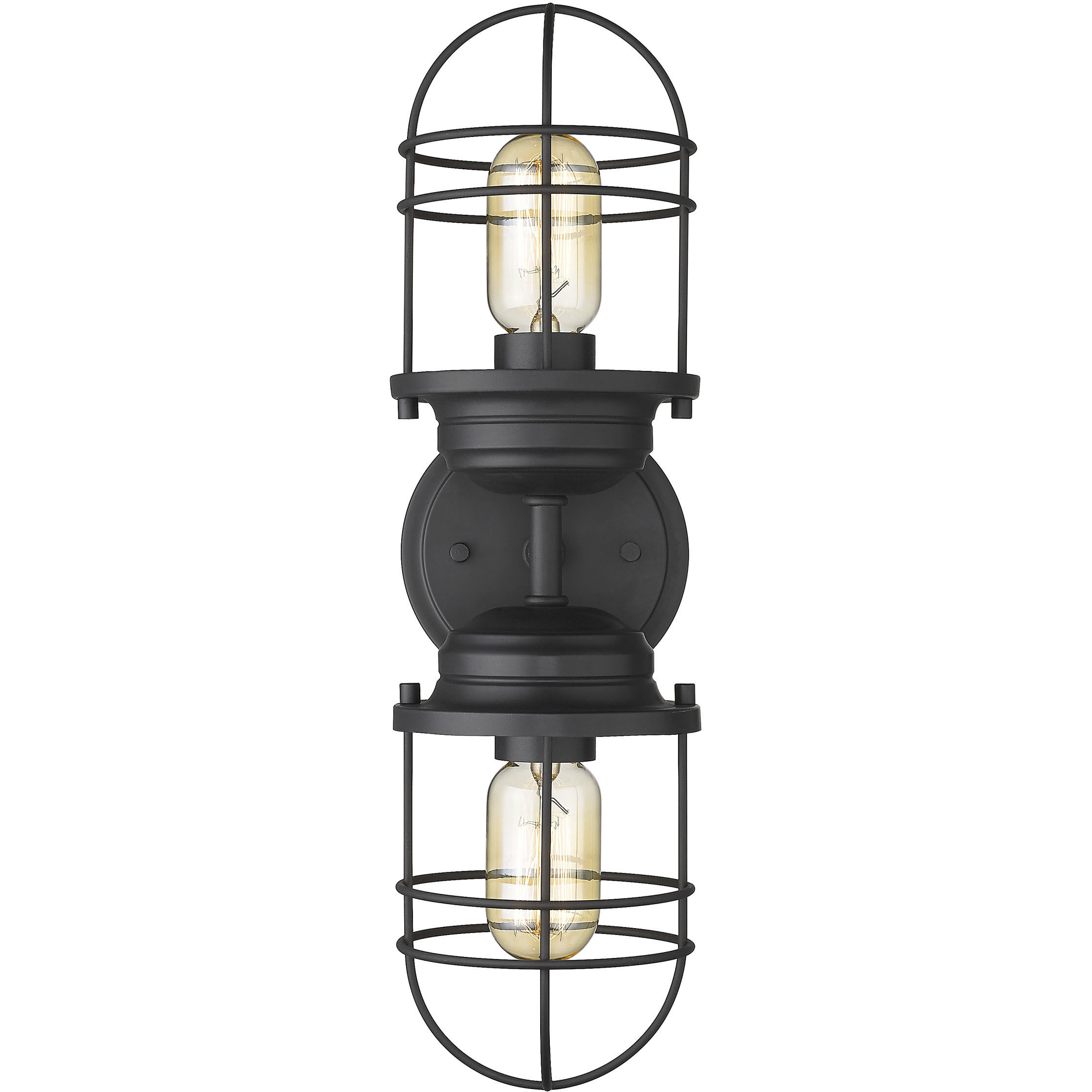 Seaport Vanity Wall Light in Matte Black, Damp