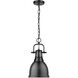 Duncan 1 Light 9 inch Matte Black Mini Pendant Ceiling Light, Small