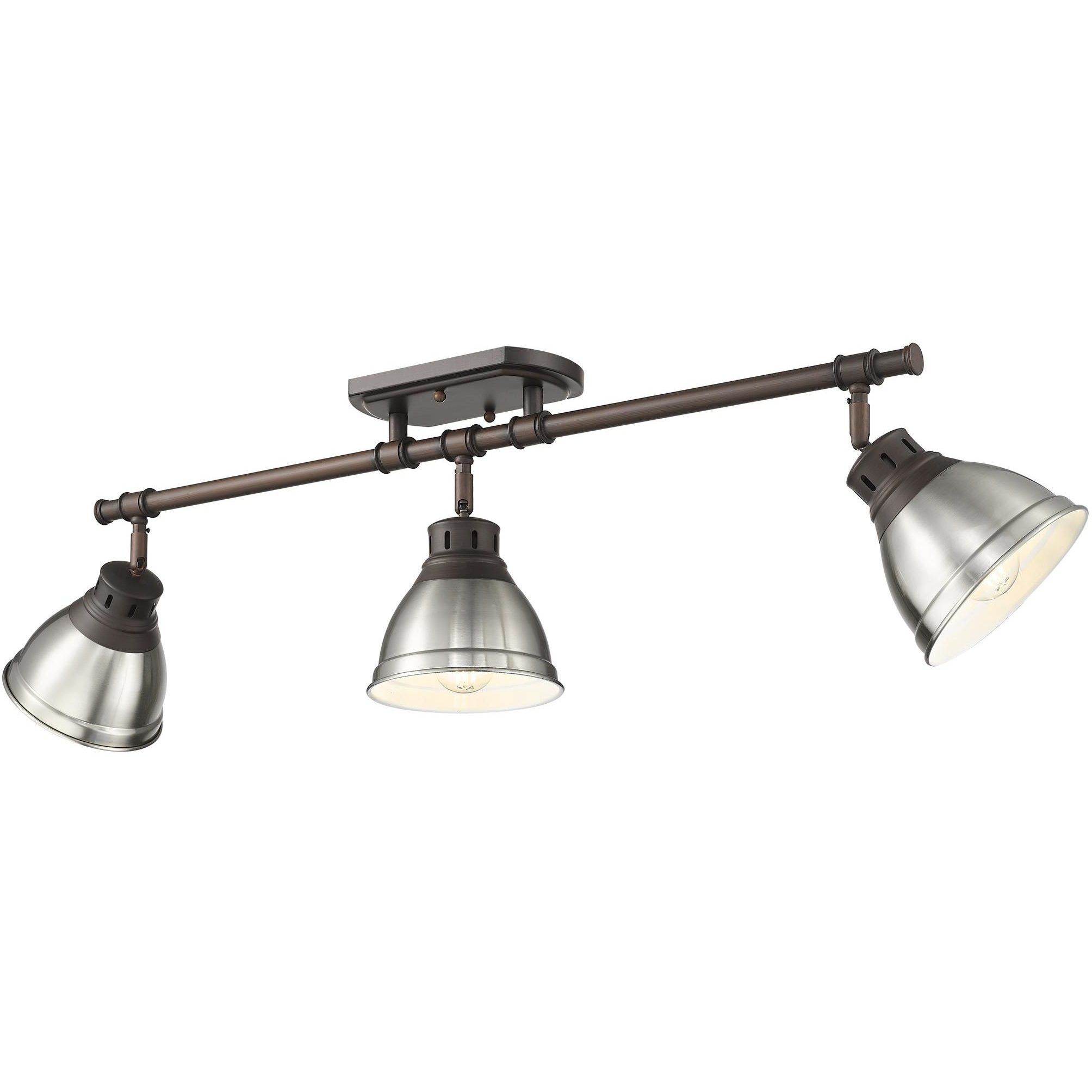 Yep Duncan 3 Light 35.38 inch Rubbed Bronze Semi-Flush Mount Ceiling Light in Pewter
