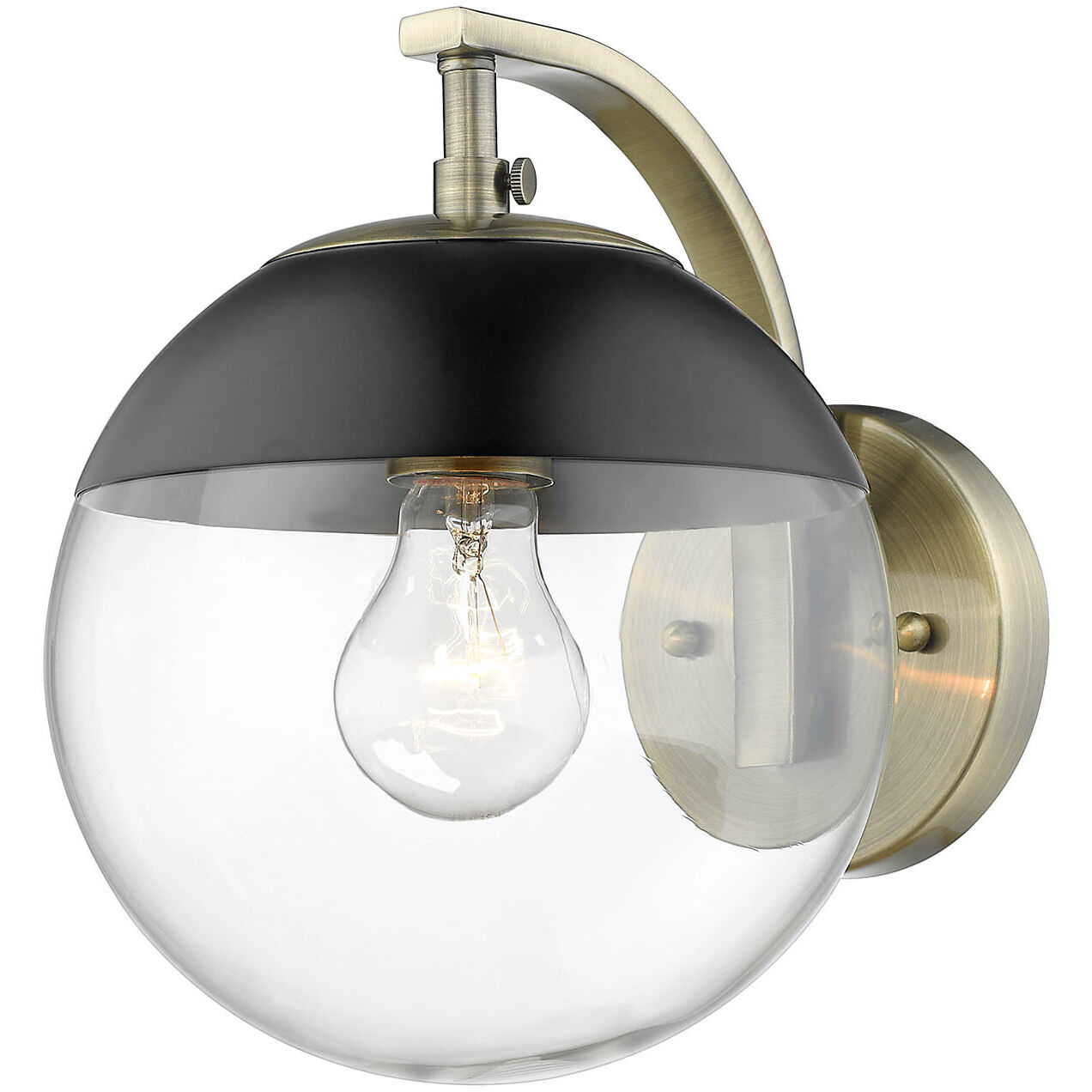 Dixon 1 Light 7.75 inch Aged Brass Wall Sconce Wall Light in Matte Black, Damp