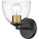 Roxie 1 Light 6.25 inch Matte Black/Brushed Champagne Brass Wall Sconce Wall Light