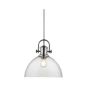 Hines 1 Light 14 inch Chrome Pendant Ceiling Light in Seeded Glass, Large