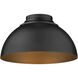 Yep Zoey 3 Light 13.75 inch Olympic Gold Flush Mount Ceiling Light in Matte Black