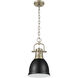 Yep Duncan 1 Light 8.88 inch Aged Brass Pendant Ceiling Light in Matte Black, Small