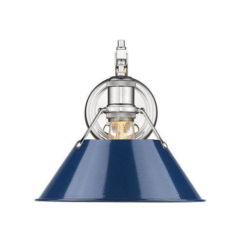 Orwell 1 Light 10 inch Chrome Wall Sconce Wall Light in Navy, Damp