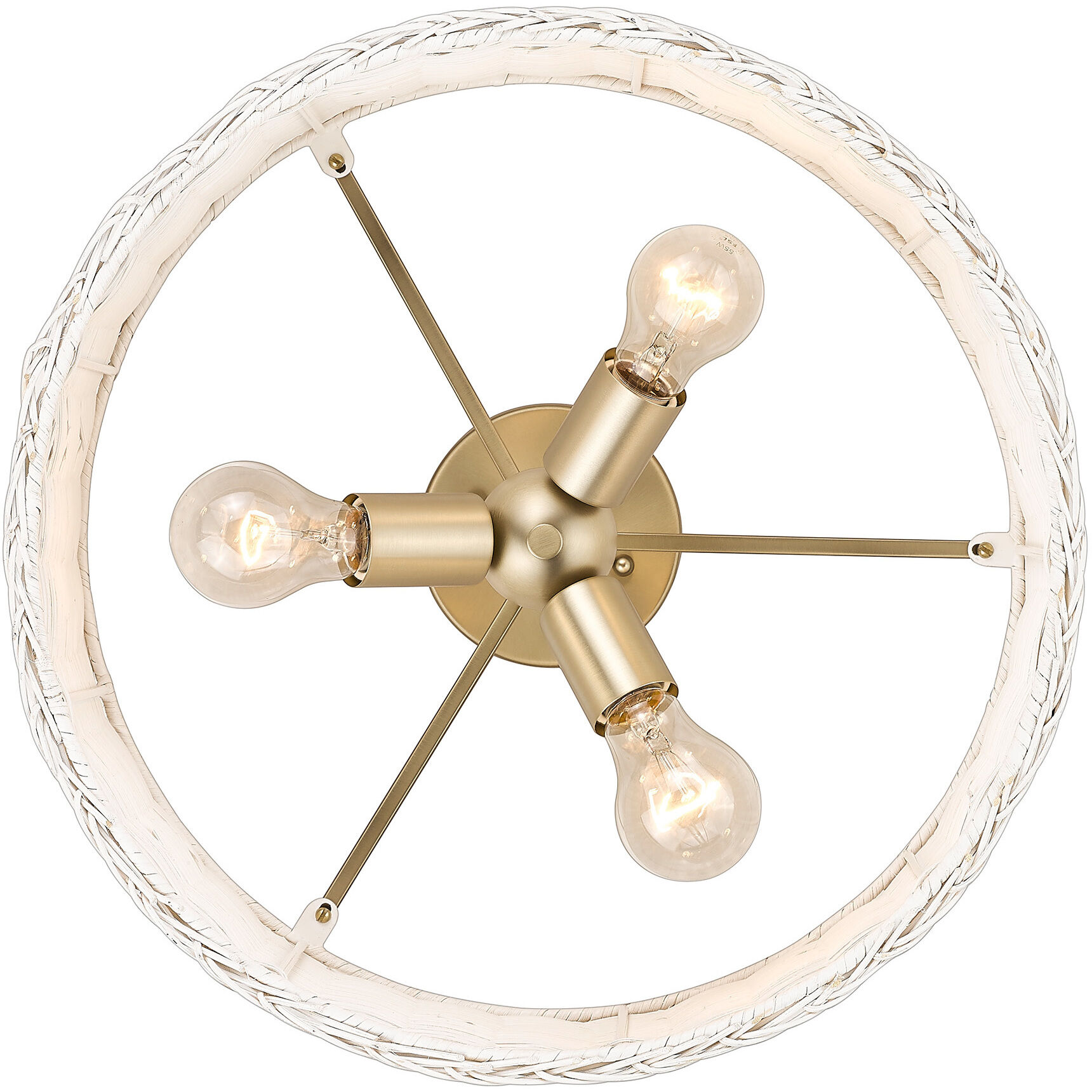 Erma 3 Light 16.38 inch Brushed Champagne Brass Semi-Flush Mount Ceiling Light