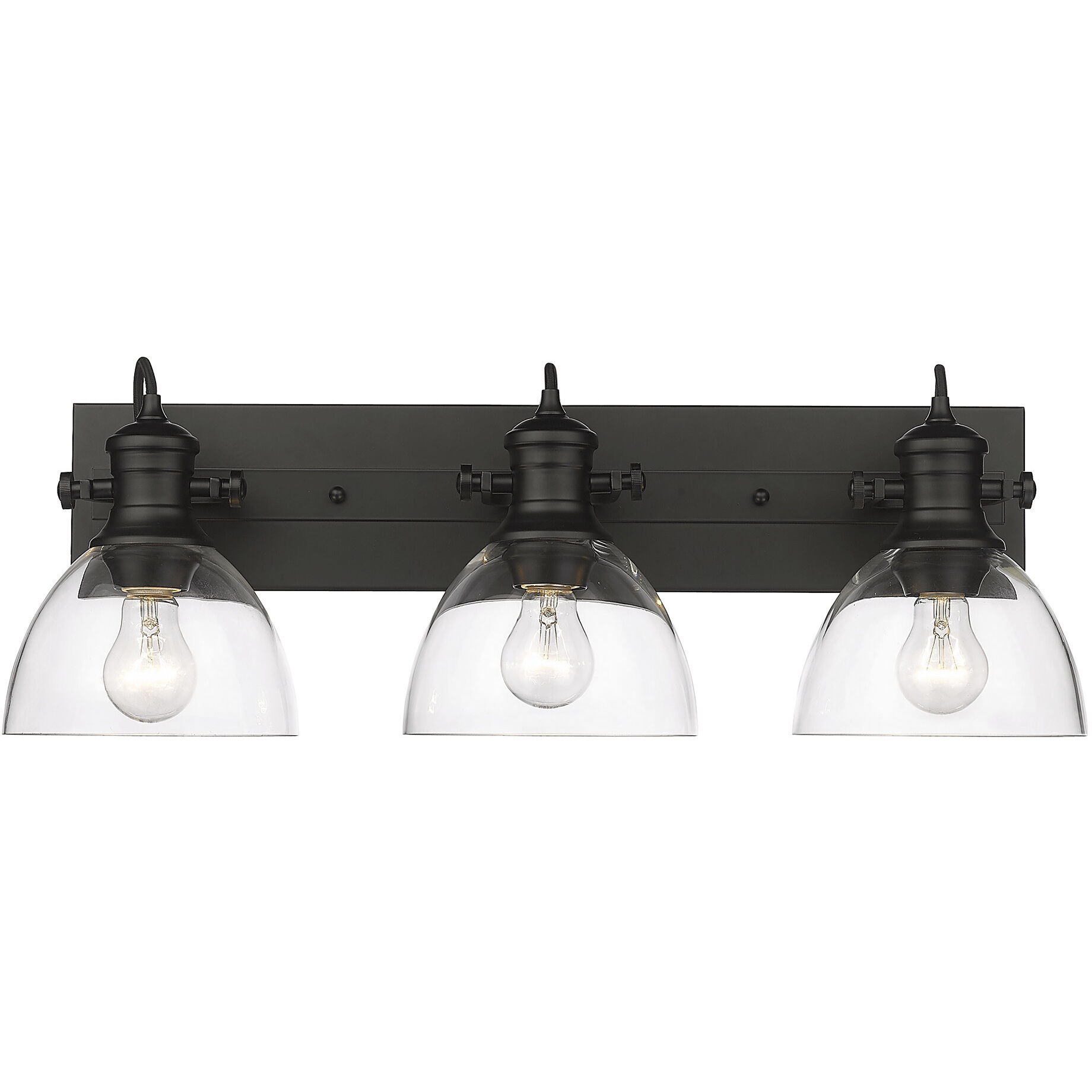 Yep Hines Vanity Wall Light in Matte Black, Clear Glass