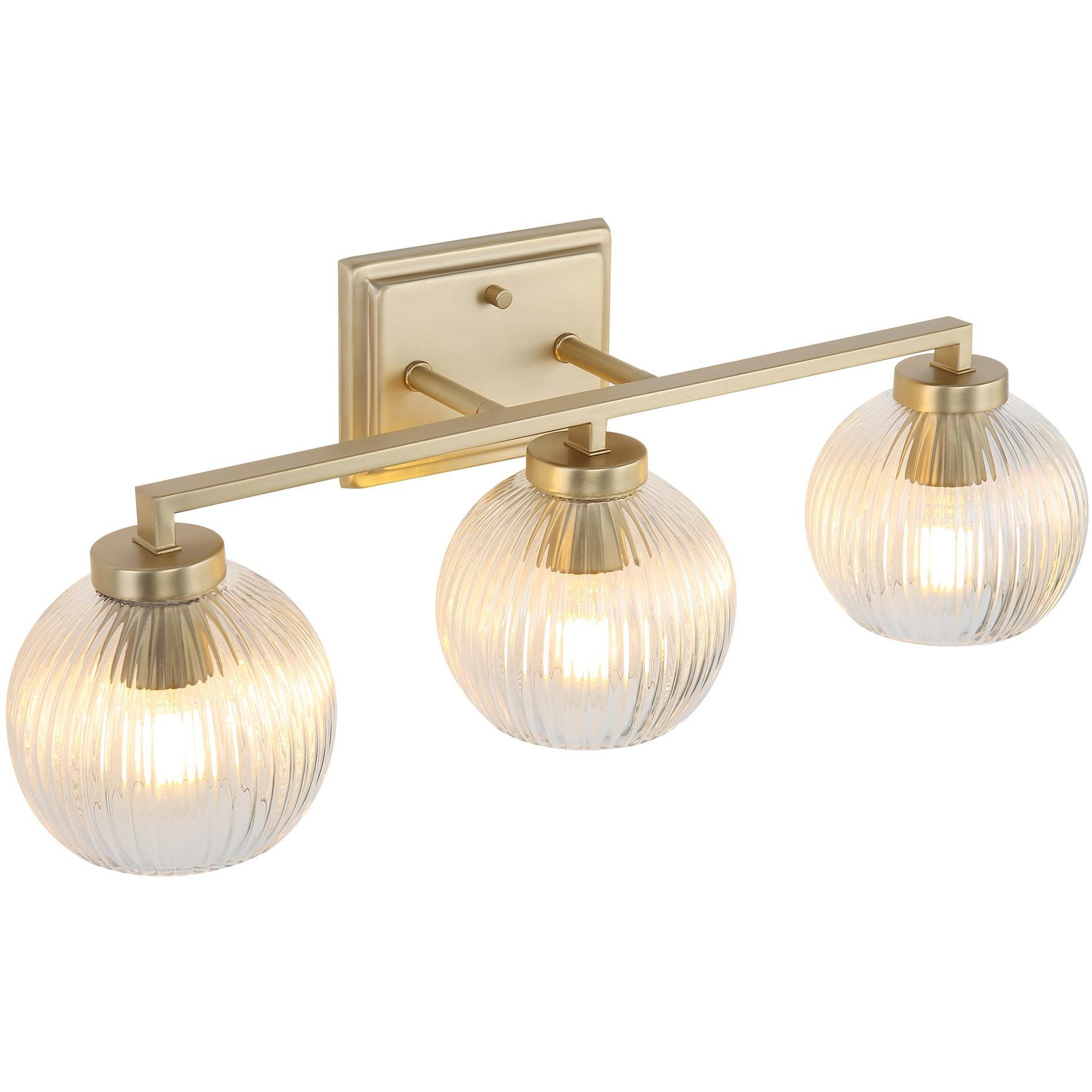 Yep Elliott Vanity Wall Light in Brushed Champagne Brass, Ribbed