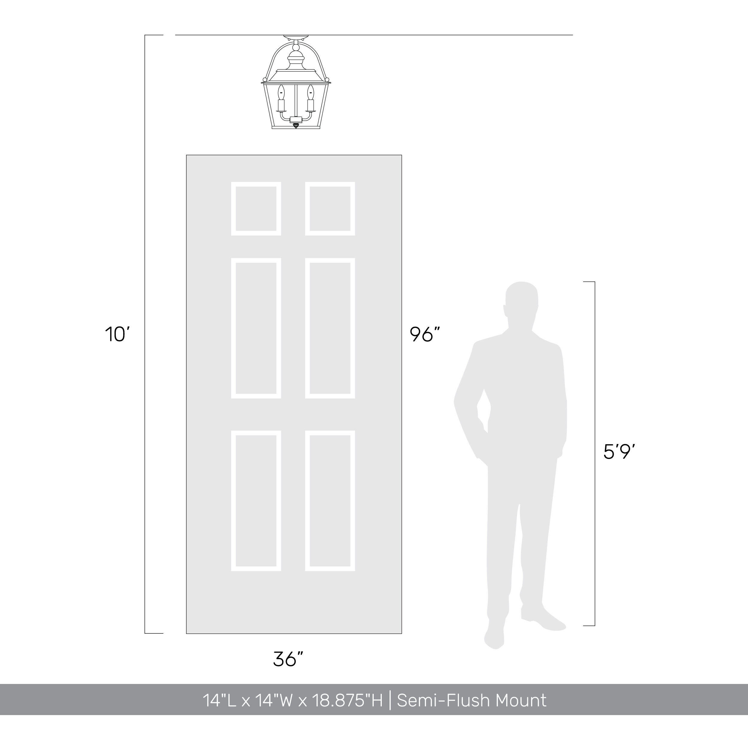 Christoff 3 Light 14 inch Antique Black Iron Semi-Flush Mount Ceiling Light