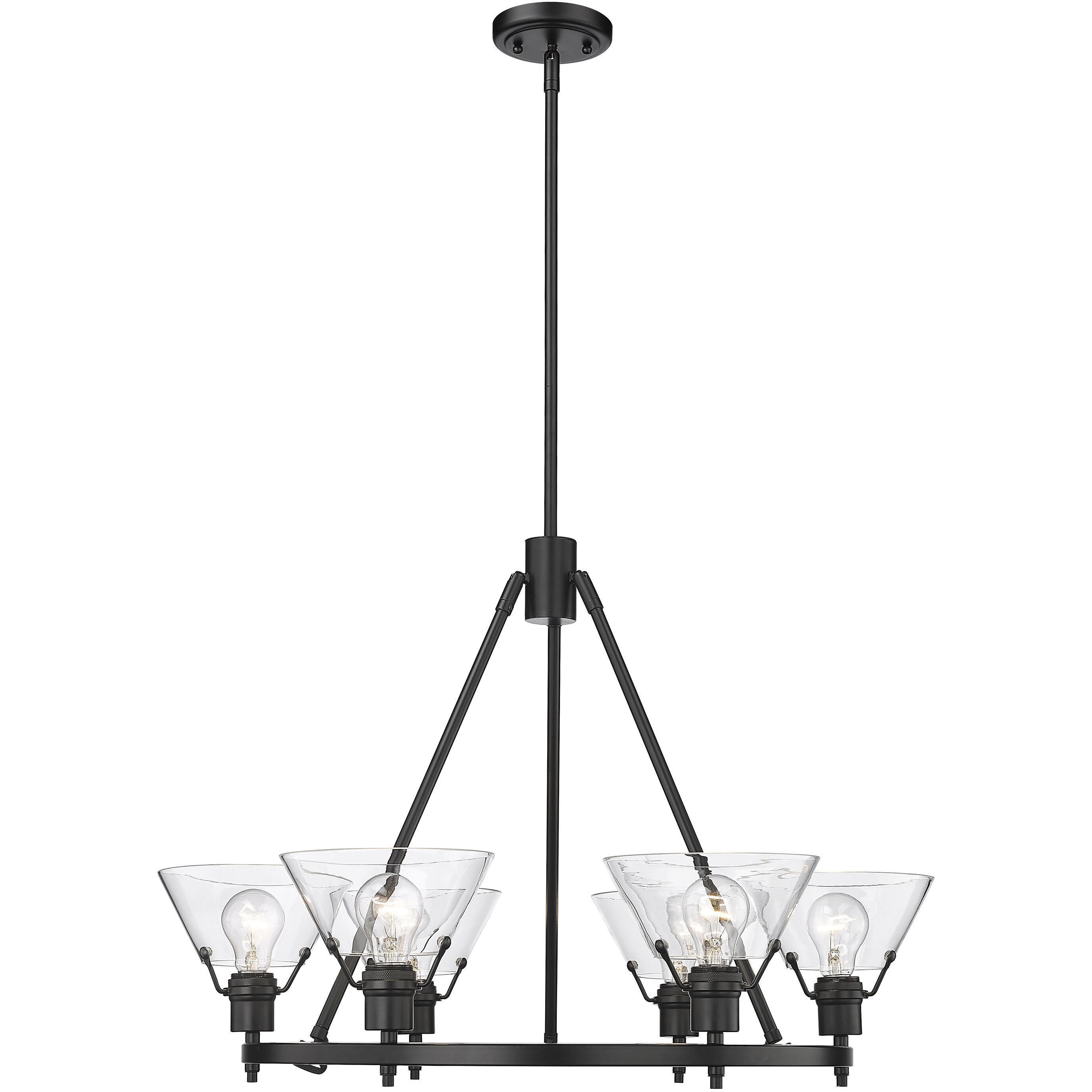 Yep Orwell 29 inch 60.00 watt Matte Black Chandelier Ceiling Light in Clear Glass