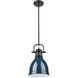 Duncan 1 Light 8.88 inch Matte Black Pendant Ceiling Light in Navy