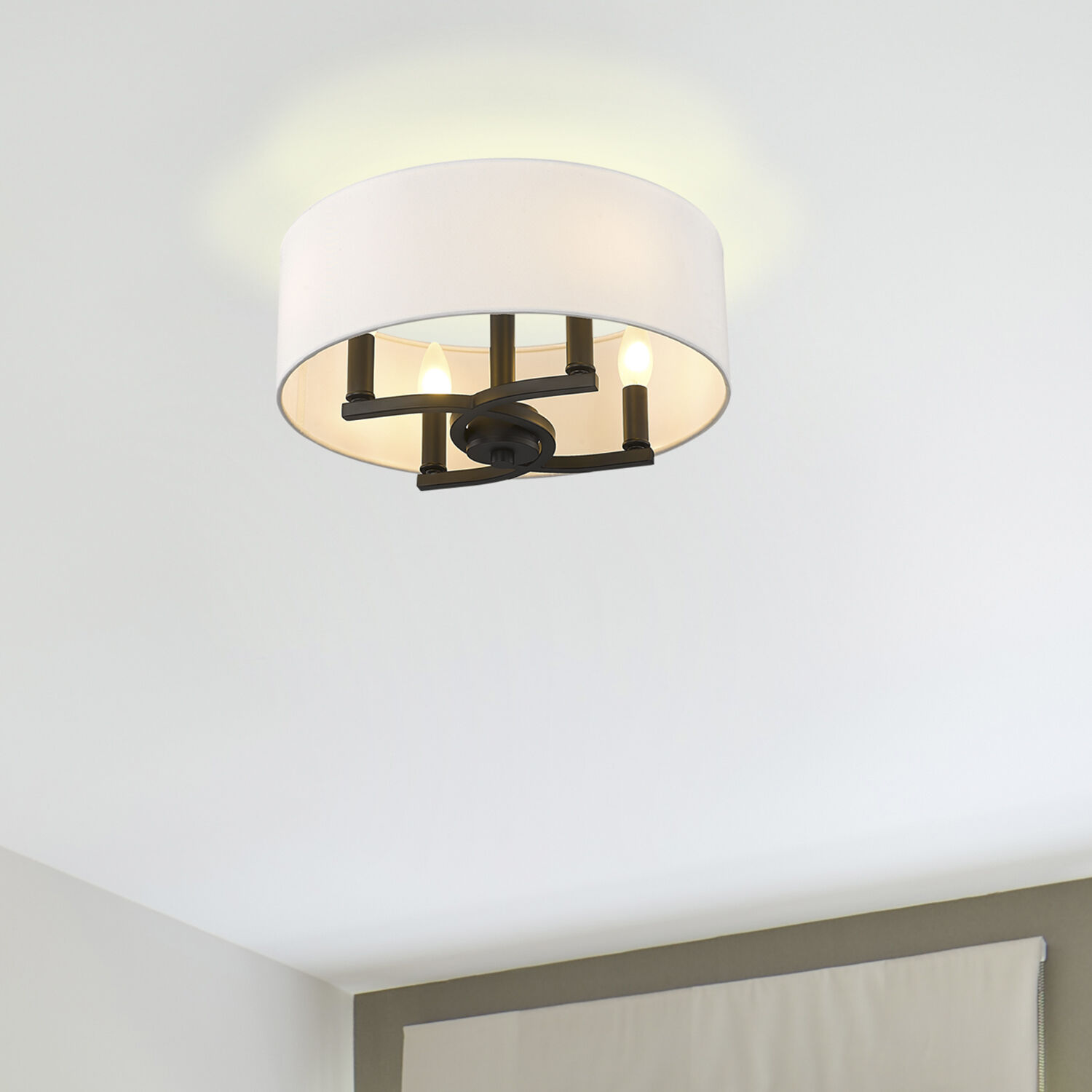 Eliana 4 Light 15.5 inch Matte Black Semi-Flush Mount Ceiling Light