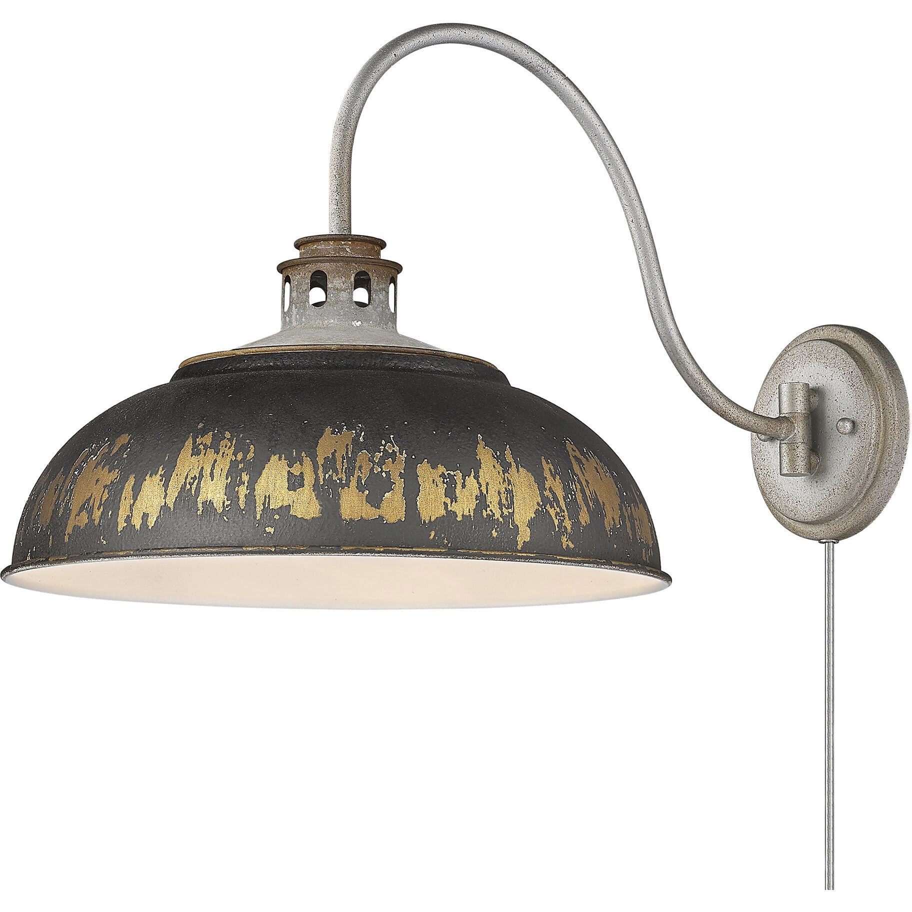 Kinsley 1 Light 14 inch Aged Galvanized Steel Swing Arm Wall Lamp Wall Light in Antique Black Iron