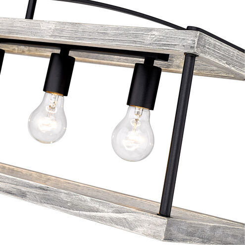 Teagan 5 Light 40 inch Natural Black Linear Pendant Ceiling Light in Gray Harbor Wood Accents