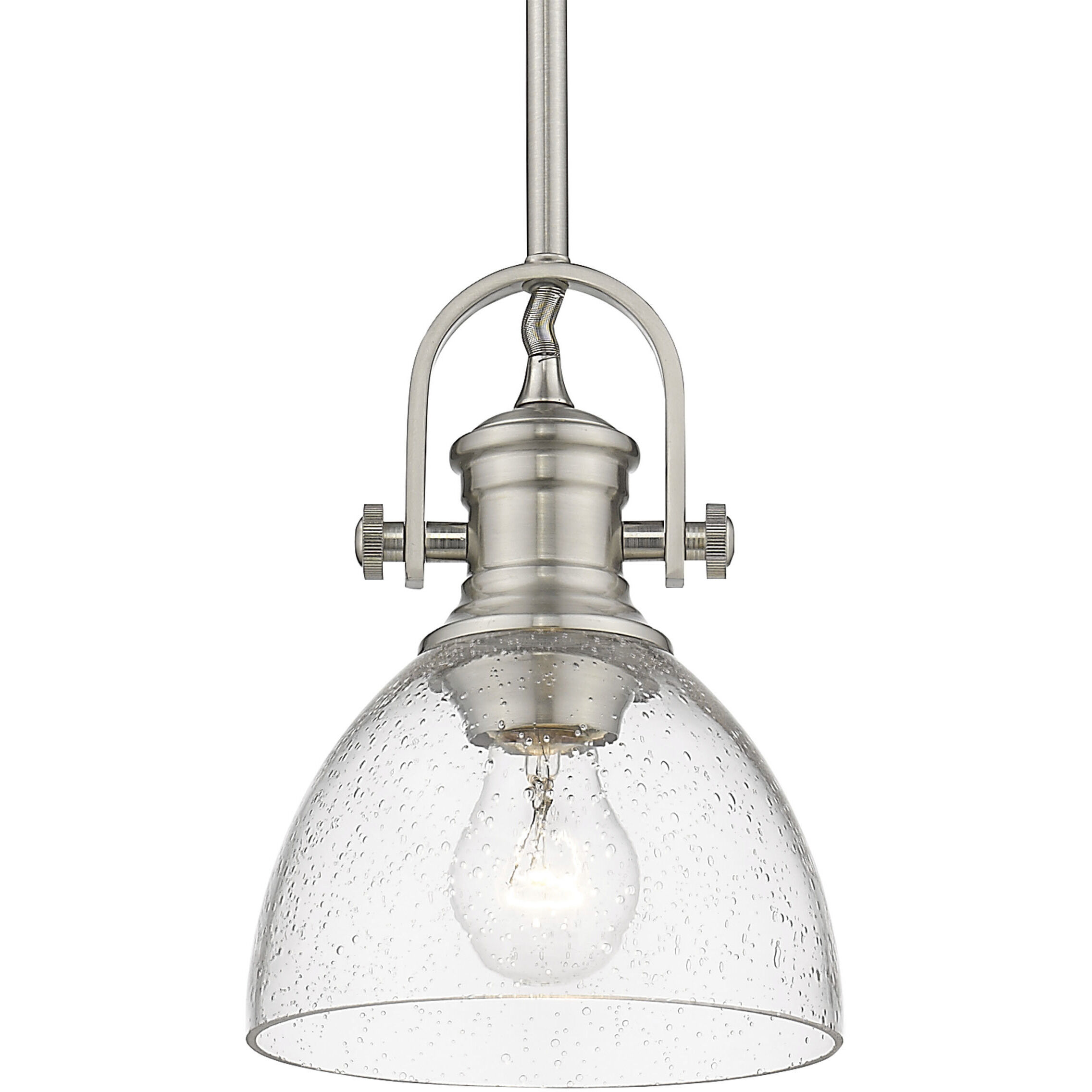 Yep Hines 1 Light 6.88 inch Pewter Pendant Ceiling Light in Seeded Glass