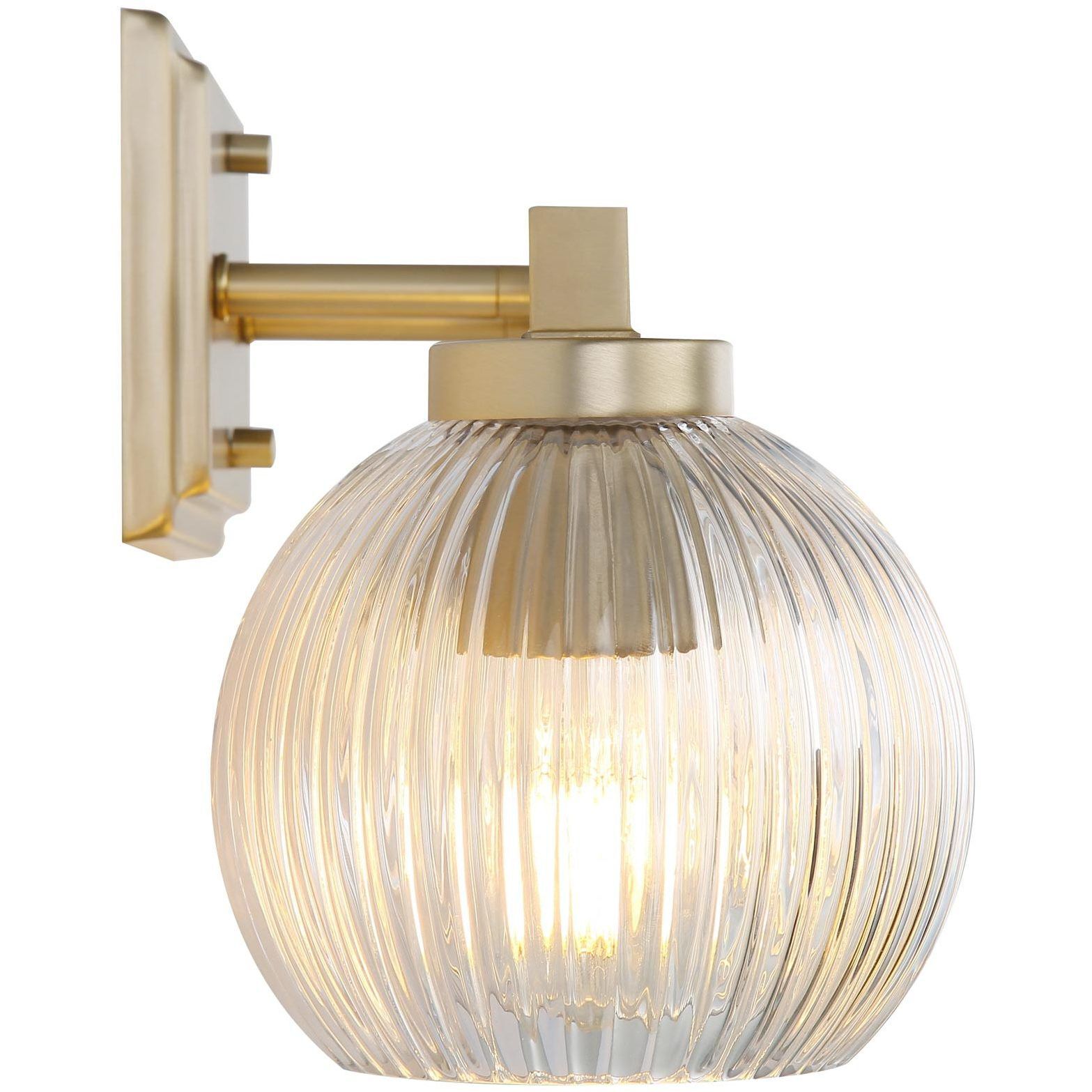 Yep Elliott Vanity Wall Light in Brushed Champagne Brass, Ribbed
