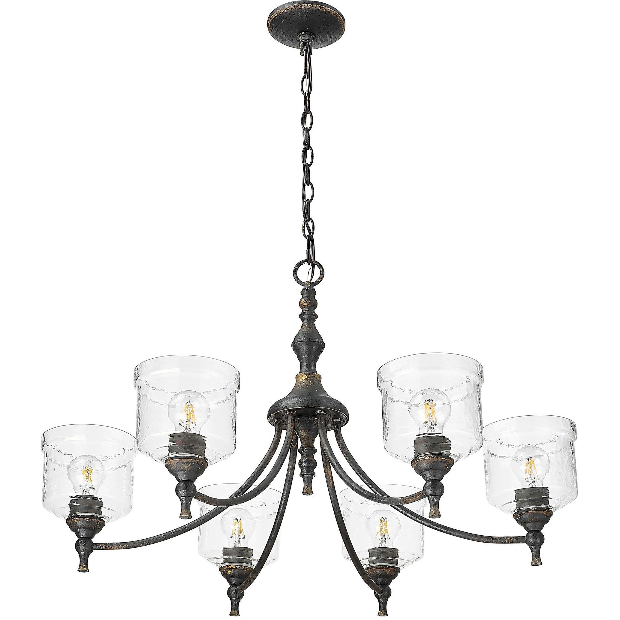 Keating 33.5 inch 60.00 watt Antique Black Iron Chandelier Ceiling Light