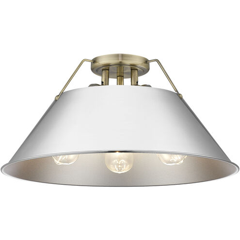 Orwell 3 Light 18.75 inch Aged Brass Flush Mount Ceiling Light in Chrome