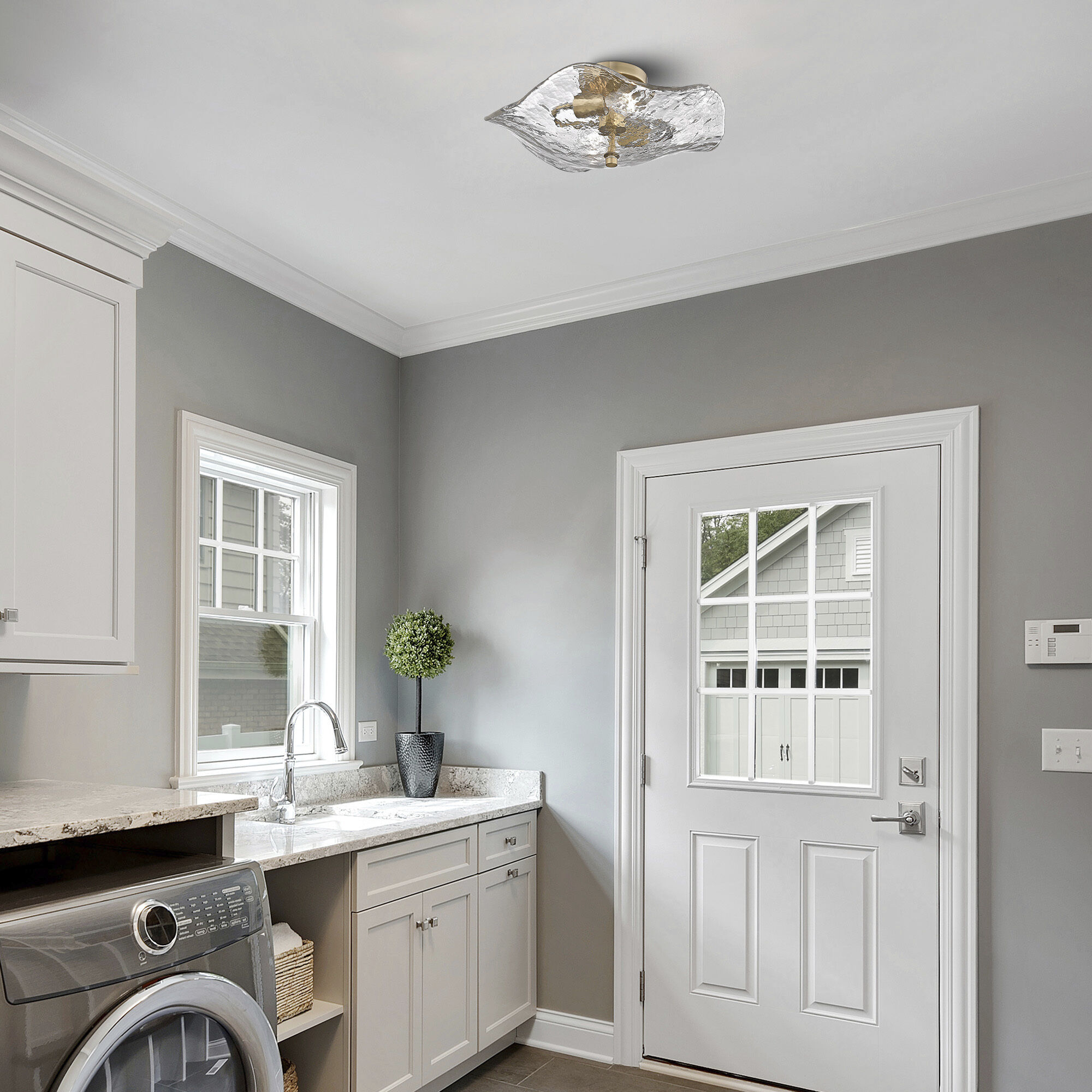 Samara 2 Light 15.38 inch Modern Brass Semi-Flush Mount Ceiling Light