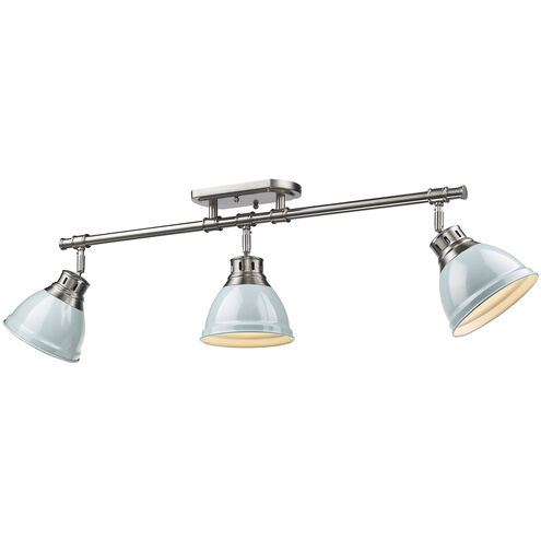 Duncan 3 Light 6.5 inch Pewter Semi-Flush Track Light Ceiling Light in Seafoam, Damp