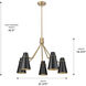 Reeva 5 Light 27.38 inch Modern Brass Chandelier Ceiling Light in Matte Black
