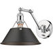 Yep Orwell 1 Light 10 inch Chrome Swing Arm Wall Lamp Wall Light in Rubbed Bronze, Adjustable
