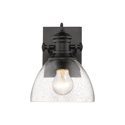 Hines 1 Light 8 inch Matte Black Bath Vanity Wall Light in Seeded Glass