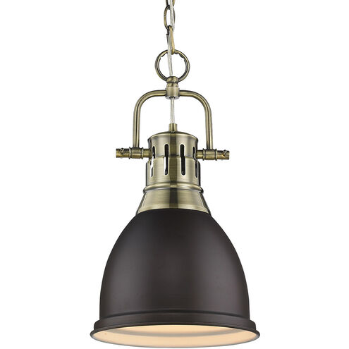 Duncan 1 Light 8.88 inch Aged Brass Mini Pendant Ceiling Light in Rubbed Bronze