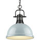 Yep Duncan Pendant Ceiling Light in Matte Black, Seafoam, Large