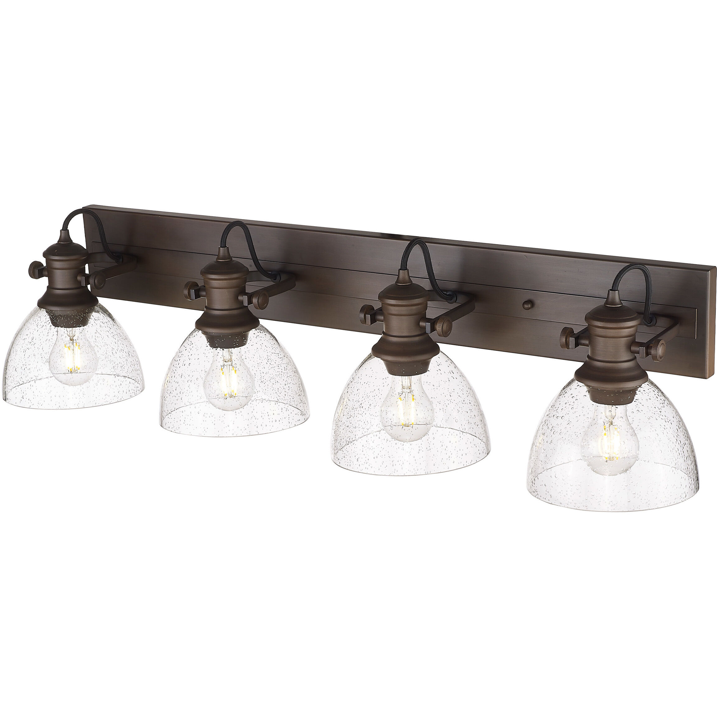 Yep Hines Vanity Wall Light in Rubbed Bronze, Seeded Glass