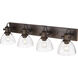 Yep Hines Vanity Wall Light in Rubbed Bronze, Seeded Glass