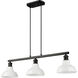 Carver 3 Light 35.5 inch Matte Black Linear Pendant Ceiling Light in Vintage Milk Glass