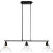 Yep Carver 3 Light 35.5 inch Matte Black Semi-Flush Mount Ceiling Light in Clear Glass