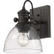 Yep Hines 1 Light 6.88 inch Rubbed Bronze Adjustable Semi-Flush Mount Ceiling Light in Seeded Glass, Damp