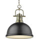 Yep Duncan Pendant Ceiling Light in Aged Brass, Matte Black, Large