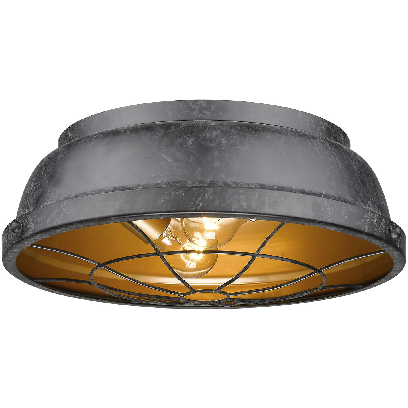 Bartlett 2 Light 14 inch Black Patina Flush Mount Ceiling Light, Damp