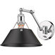 Orwell 1 Light 10 inch Chrome Articulating Wall Sconce Wall Light in Matte Black, Adjustable
