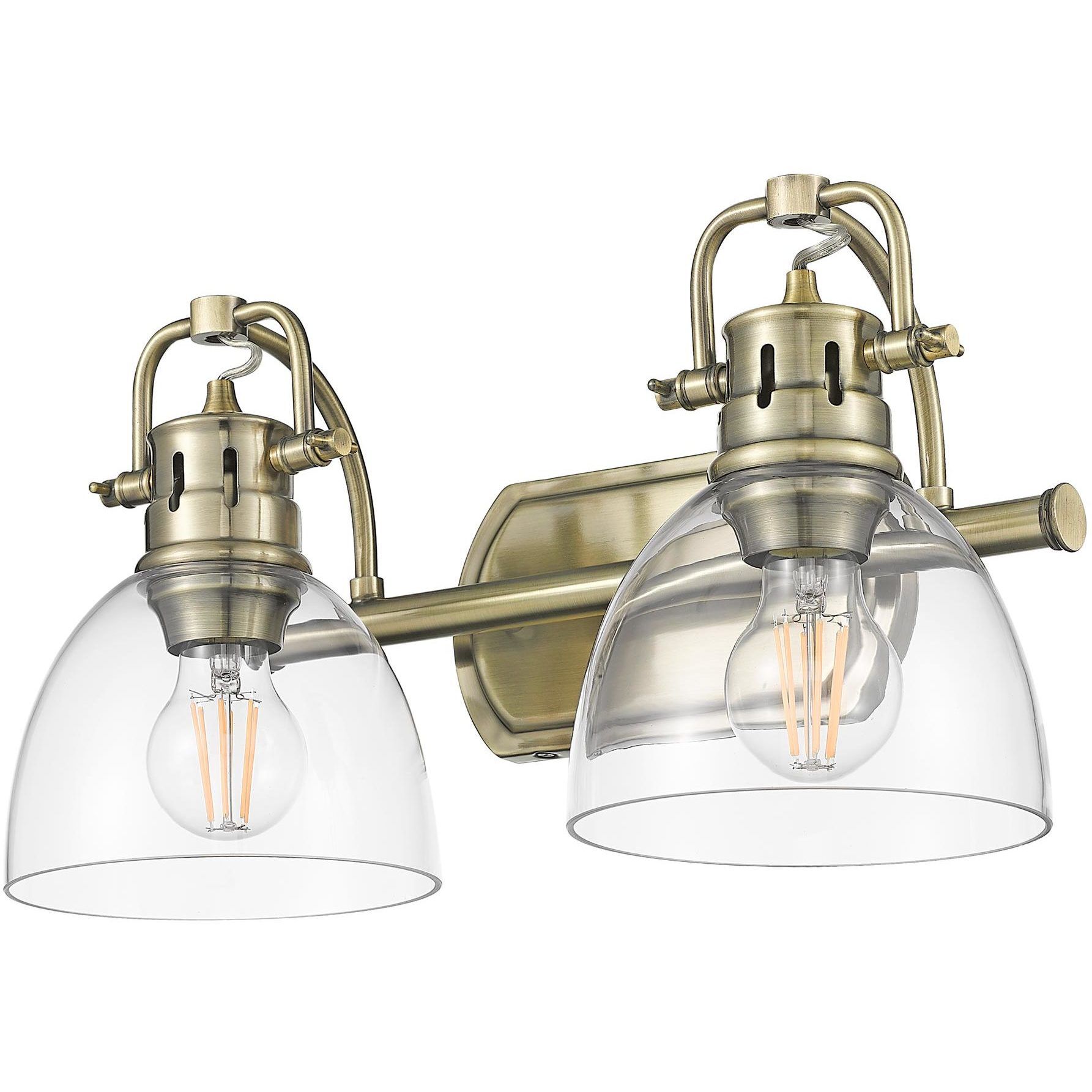 Yep Duncan Vanity Wall Light in Aged Brass, Clear Glass