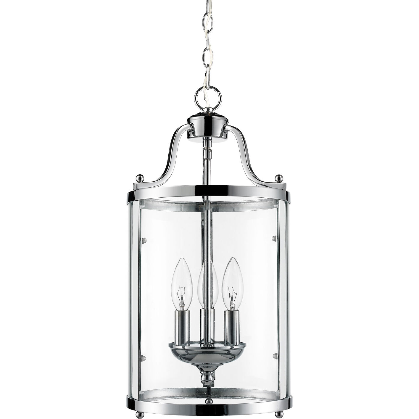 Payton Pendant Ceiling Light in Chrome, Caged