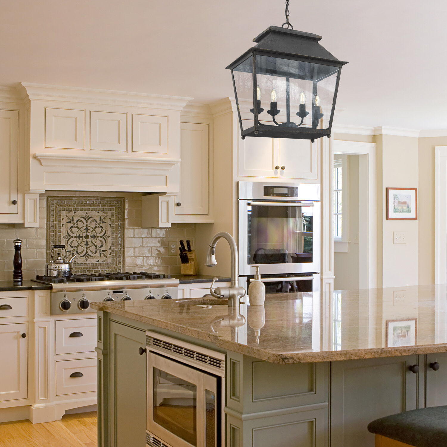 Abingdon Pendant Ceiling Light in Antique Black Iron