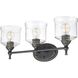Keating 3 Light 23.88 inch Antique Black Iron Vanity Light Wall Light