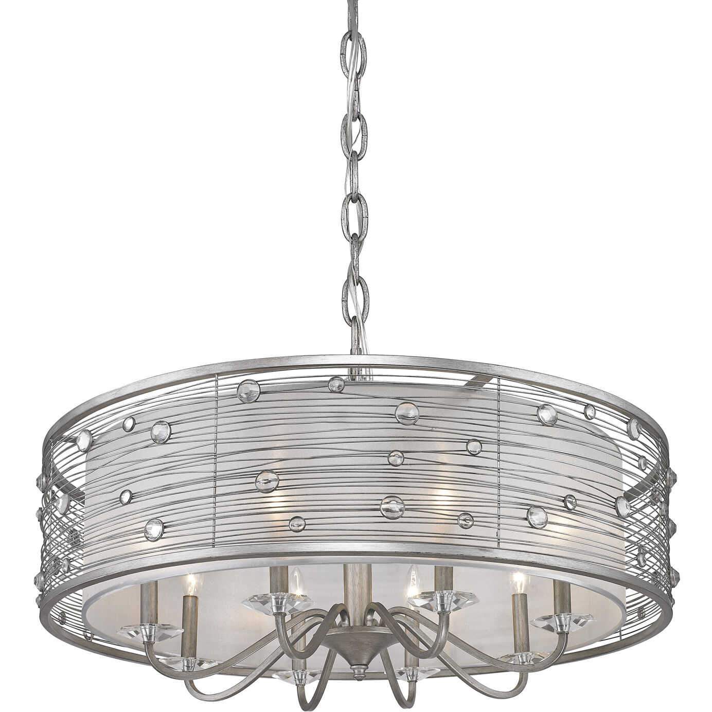 Joia 33.5 inch 60.00 watt Peruvian Silver Chandelier Ceiling Light, Large