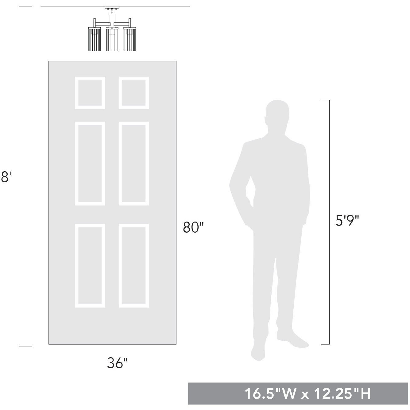 Winslett 3 Light 16.5 inch Matte Black Semi-Flush Mount Ceiling Light, Damp