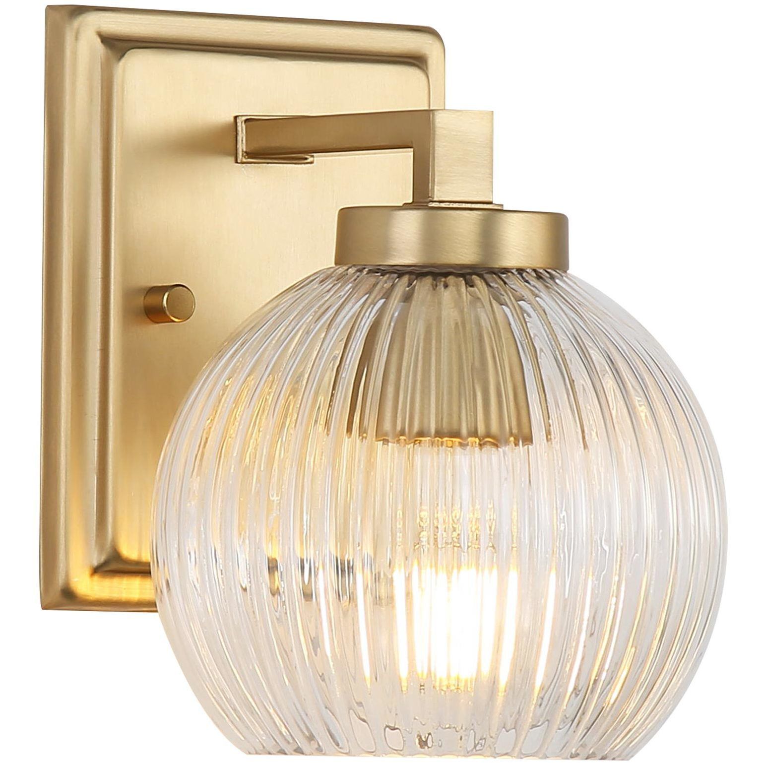 Yep Elliott Vanity Wall Light in Brushed Champagne Brass, Ribbed