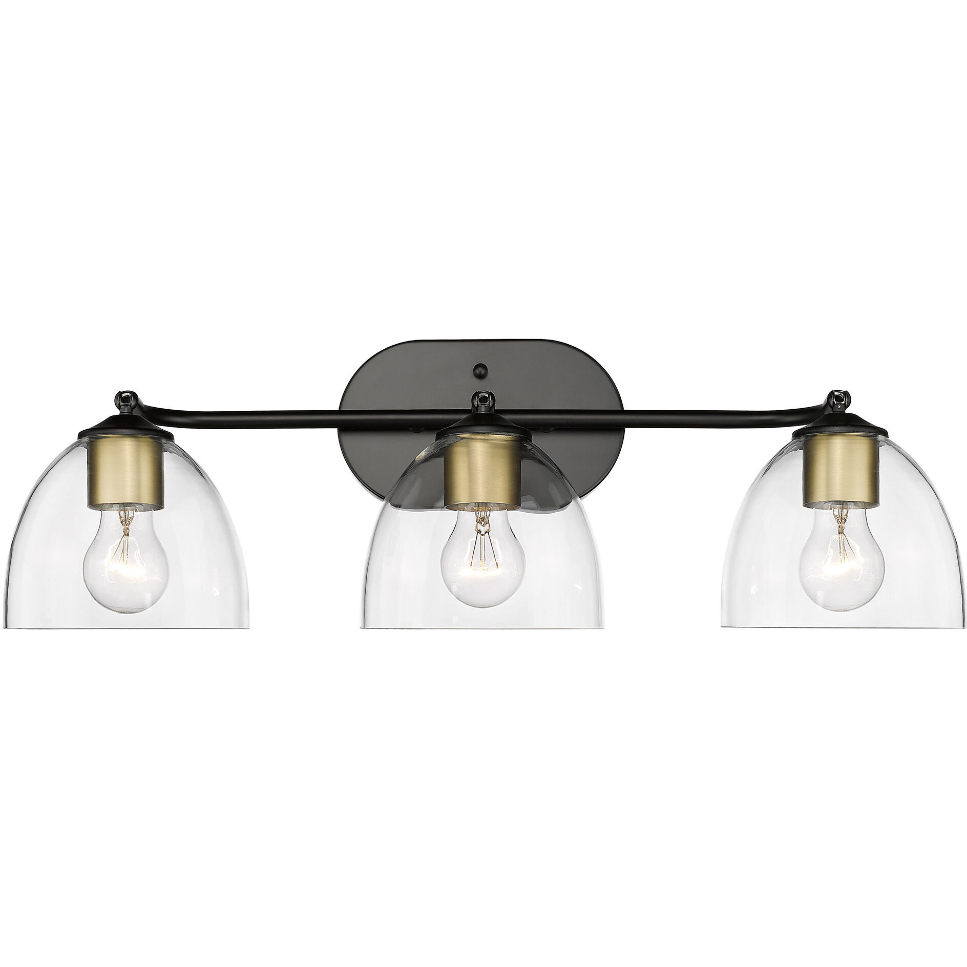 Roxie 3 Light 24.63 inch Matte Black Semi-Flush Mount Ceiling Light in Brushed Champagne Brass