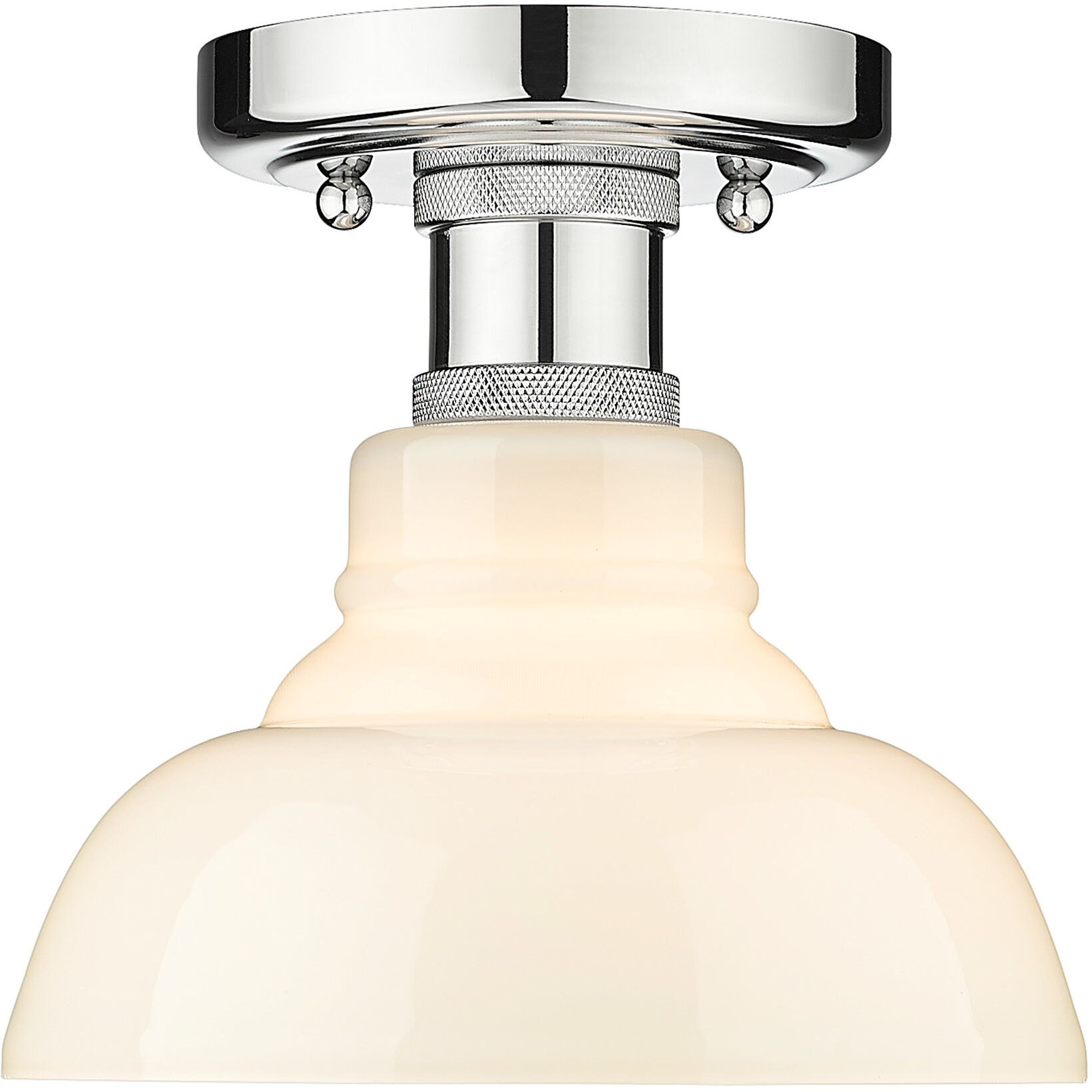 Yep Carver 1 Light 7.5 inch Chrome Flush Mount Ceiling Light in Vintage Milk Glass