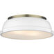 Duncan 2 Light 14 inch Aged Brass Flush Mount Ceiling Light in Matte White, Damp